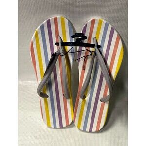DSG Direct Girl's Youth Flip Flop Slides Sandals Rainbow Stripe Size 11-12K
